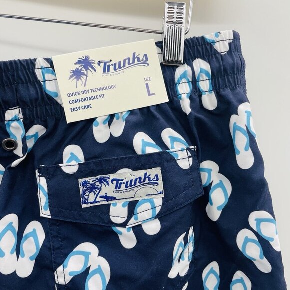 Trunks Surf & Swim Mens Large Sano 6.5" Swim Trunks Marine Blue Flip Flops 1042 - Picture 4 of 8